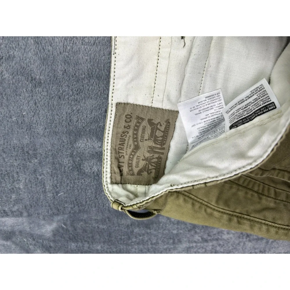 Levis Mens Olive Green Cotton Multi Pocket Gusset Cargo Pants 38x30 Utility‎